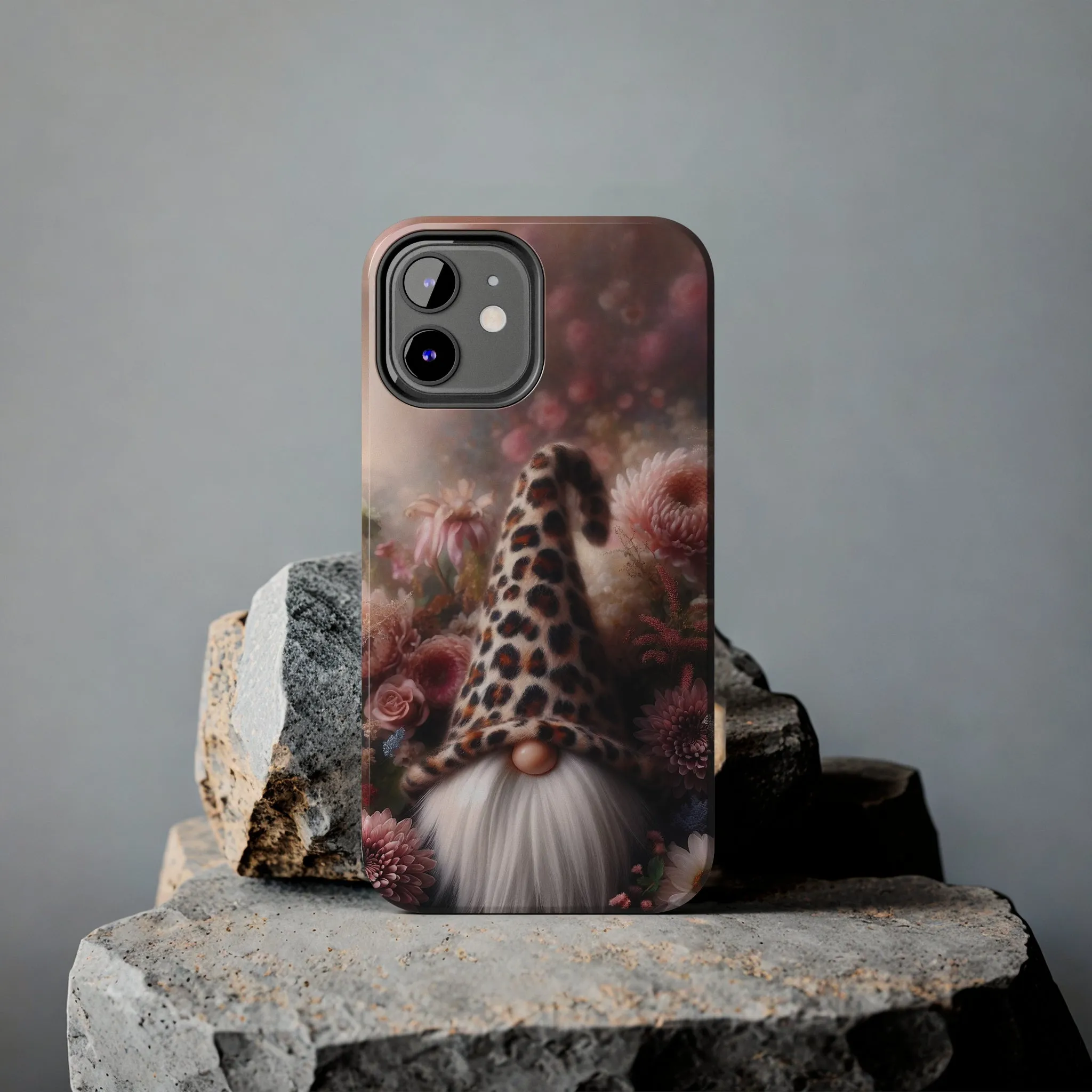 Leopard Print Fantasy Gnome Design Phone Case- Lightweight, Impact Resistant Cover for iPhone 6, 6s, 12, 13, 14, 15