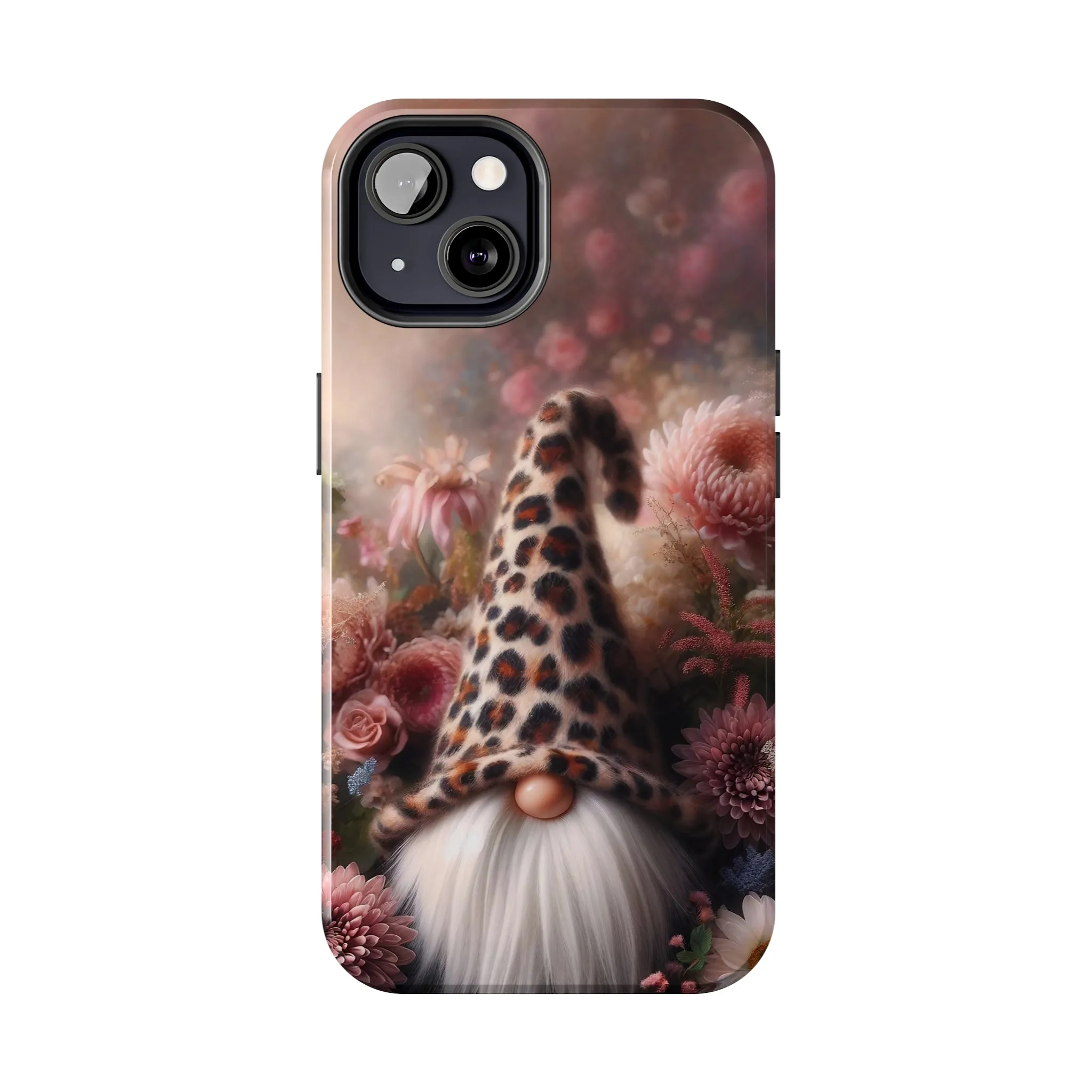 Leopard Print Fantasy Gnome Design Phone Case- Lightweight, Impact Resistant Cover for iPhone 6, 6s, 12, 13, 14, 15