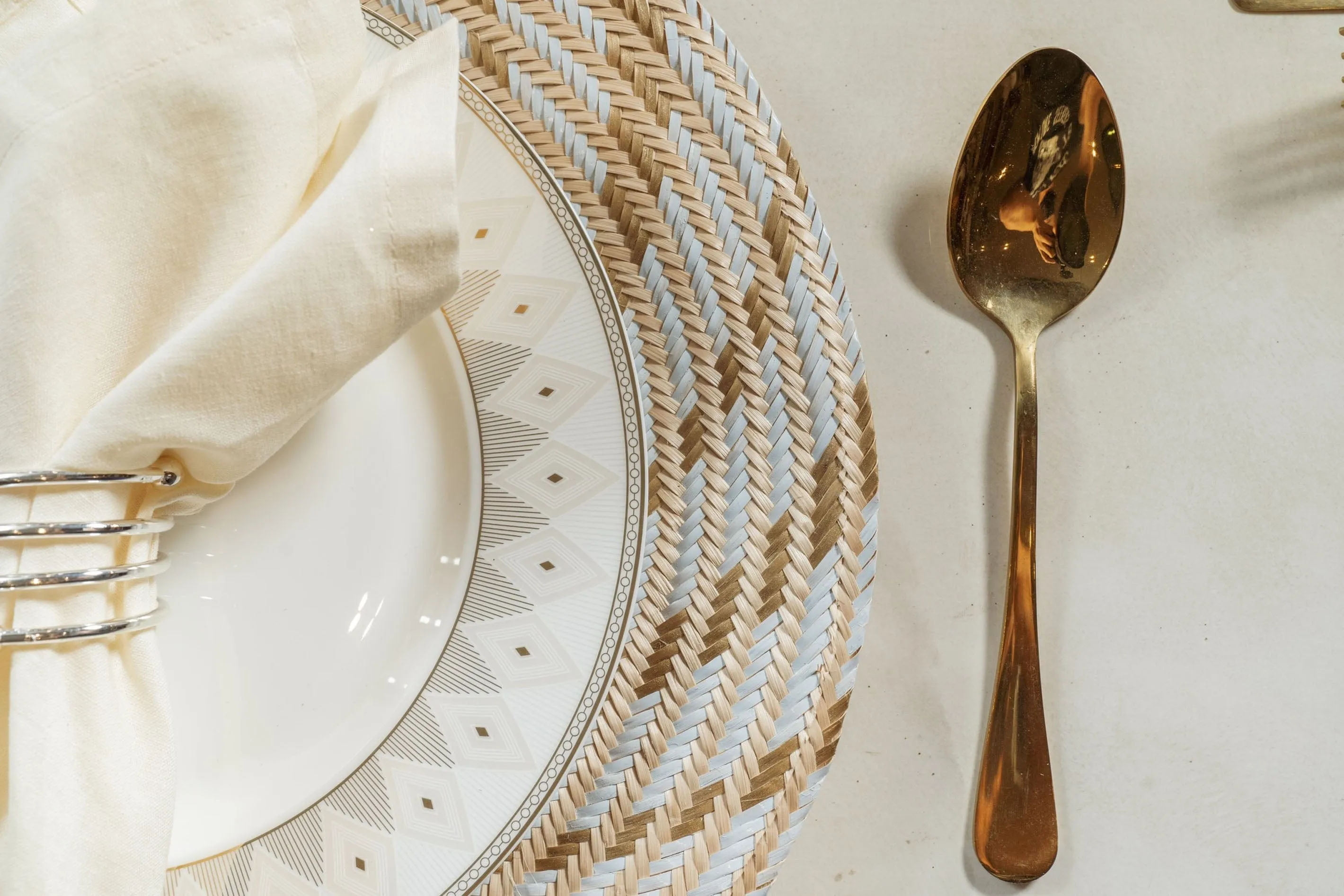 Light Blue with Gold Swirl Placemats