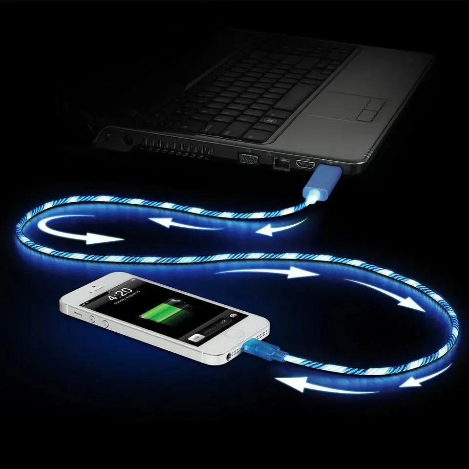 Light Pulse iPhone Electroluminescent Charge & Sync Cable (Blue) -iPhone Cable