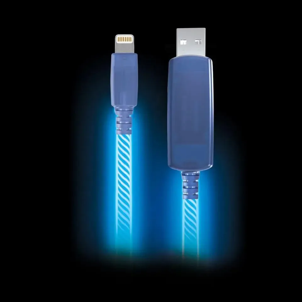 Light Pulse iPhone Electroluminescent Charge & Sync Cable (Blue) -iPhone Cable