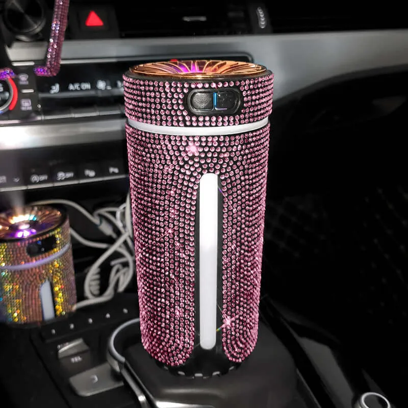 Luxury Diamond Car Humidifier LED Light Car Diffuser Auto Air Purifier Aromatherapy Air Freshener