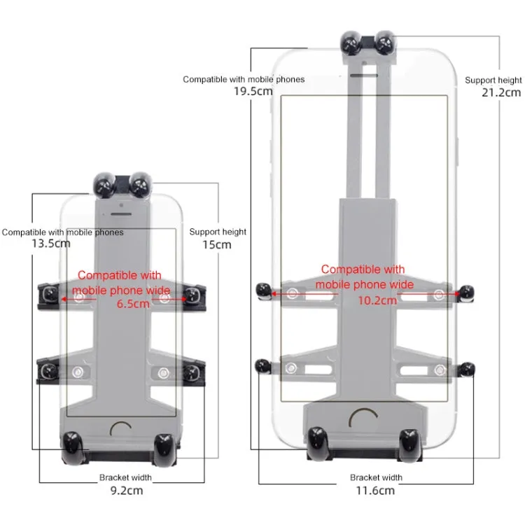 M10 Bolt Ball-Head Motorcycle Multi-function Eight-jaw Aluminum Phone Navigation Holder Bracket with Anti-theft Knobs