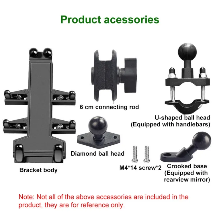 M10 Bolt Ball-Head Motorcycle Multi-function Eight-jaw Aluminum Phone Navigation Holder Bracket with Anti-theft Knobs