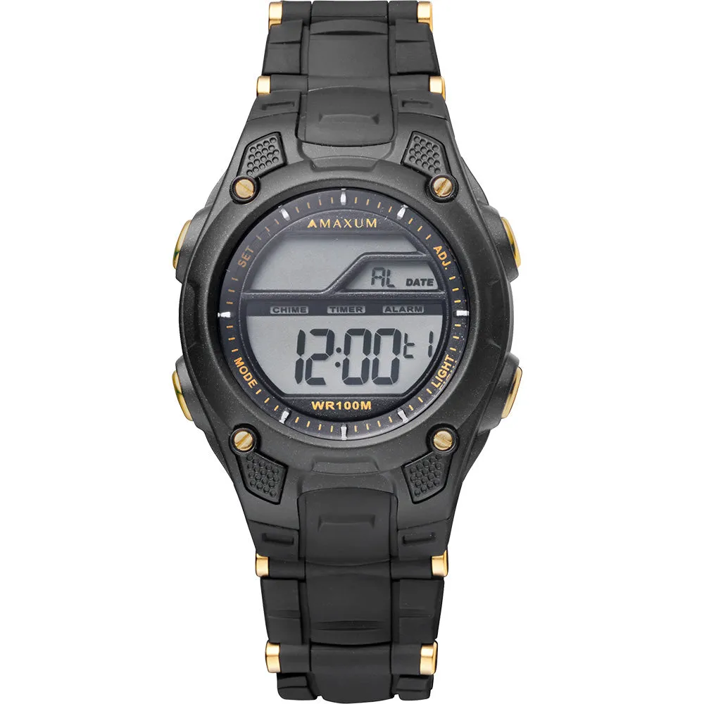 Maxum X2214L1 Black and Gold Digital Unisex Watch