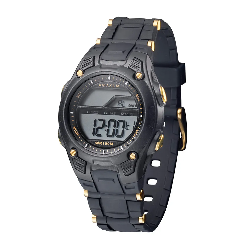 Maxum X2214L1 Black and Gold Digital Unisex Watch