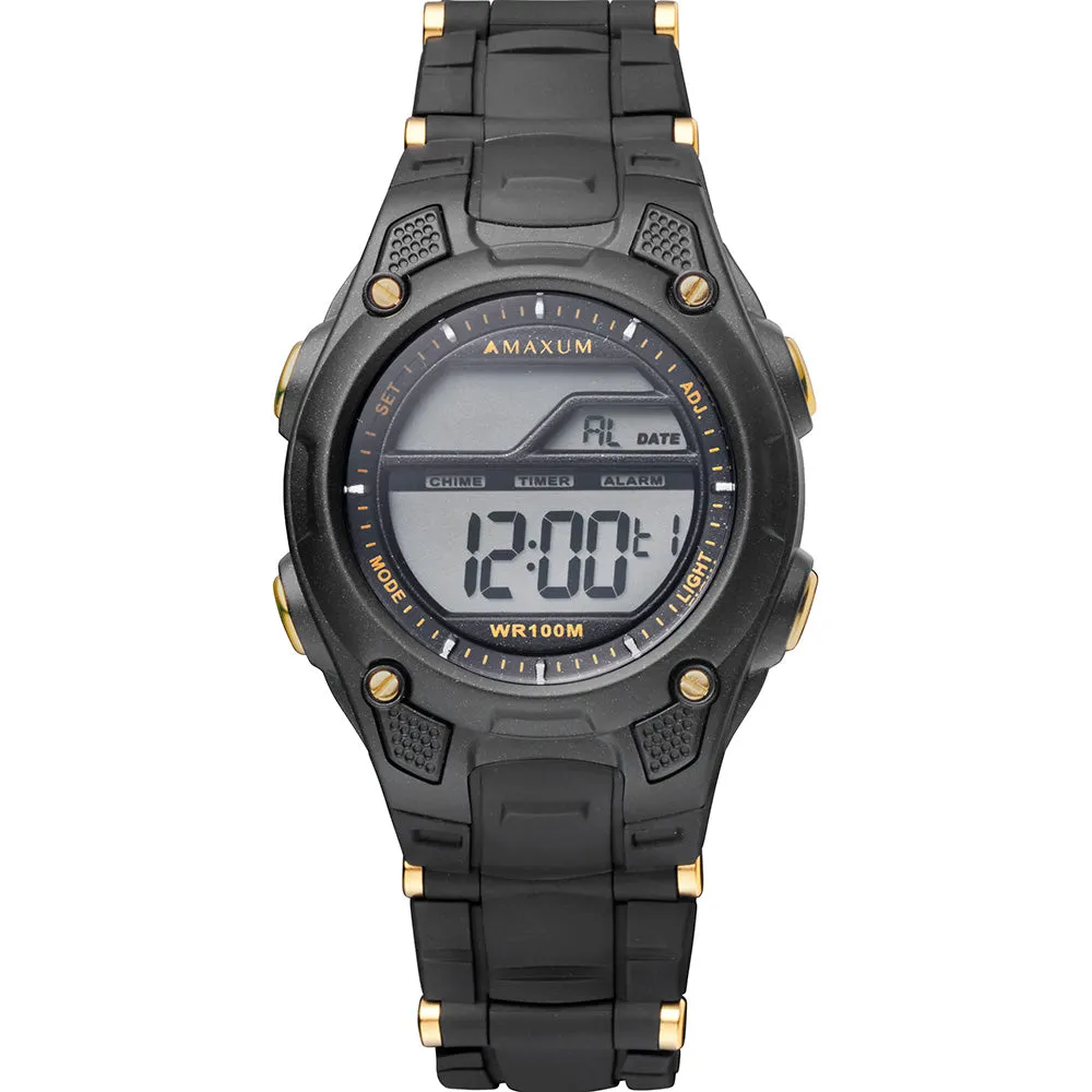 Maxum X2214L1 Black and Gold Digital Unisex Watch