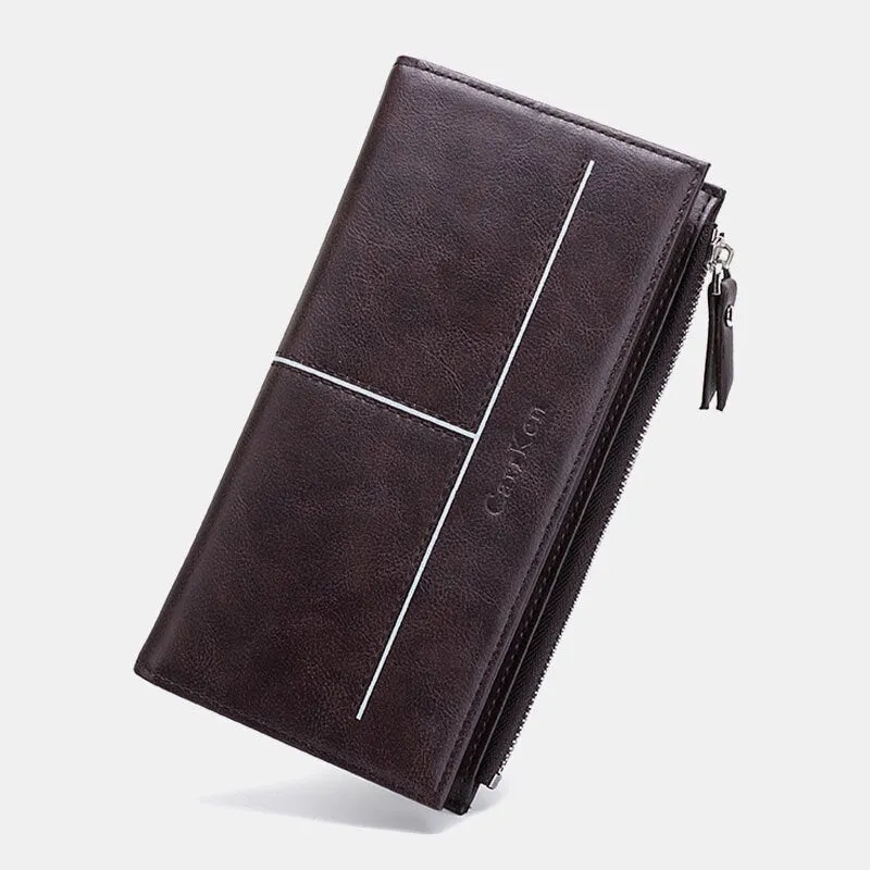 Men 9 Card Slots Phone Purse Zipper Long Wallet