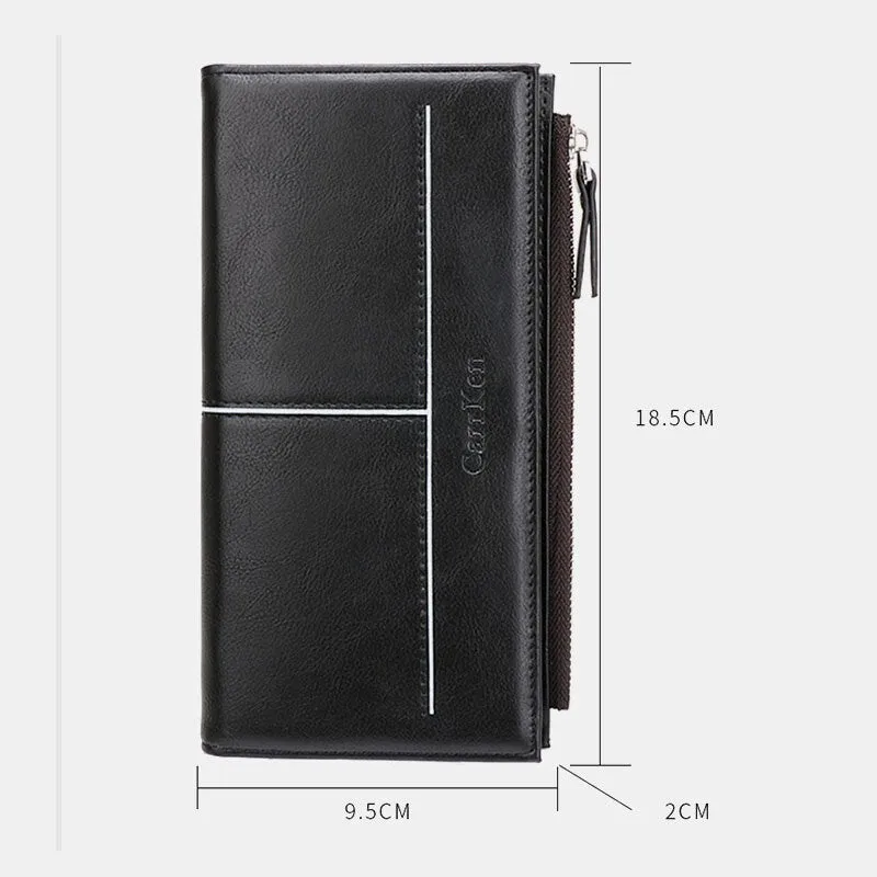 Men 9 Card Slots Phone Purse Zipper Long Wallet