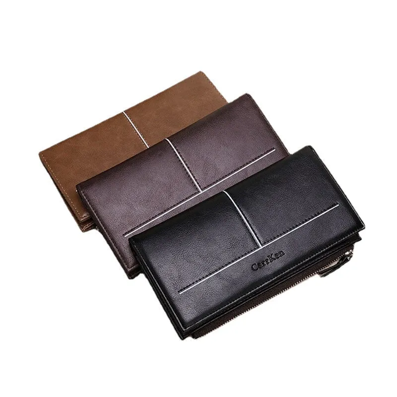 Men 9 Card Slots Phone Purse Zipper Long Wallet