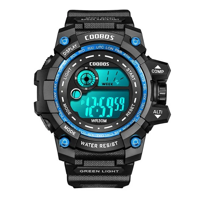 Men Sport Watch High-end Silicone Strap Military Wrist Watch Calendar Waterproof Digital Watch