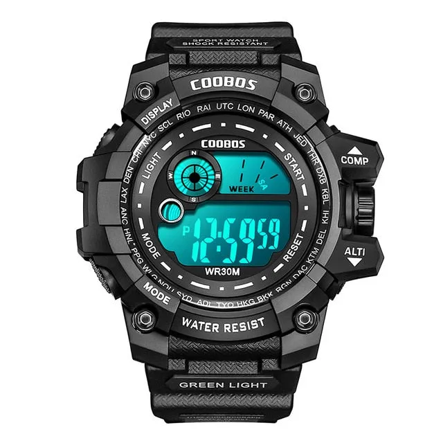 Men Sport Watch High-end Silicone Strap Military Wrist Watch Calendar Waterproof Digital Watch