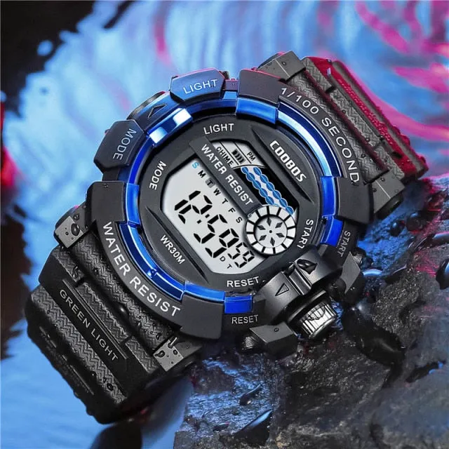 Men Sport Watch High-end Silicone Strap Military Wrist Watch Calendar Waterproof Digital Watch