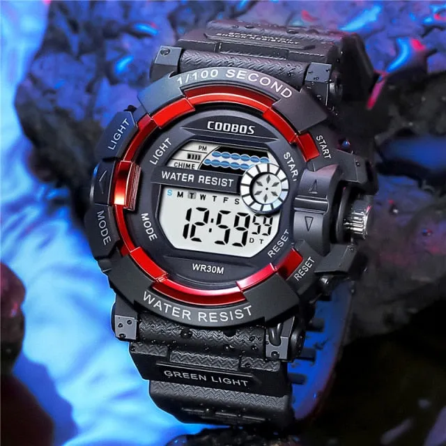 Men Sport Watch High-end Silicone Strap Military Wrist Watch Calendar Waterproof Digital Watch