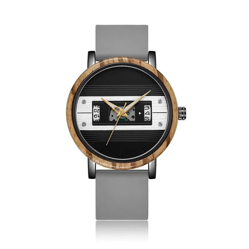 Men's Fashionable Digital Wood Watch