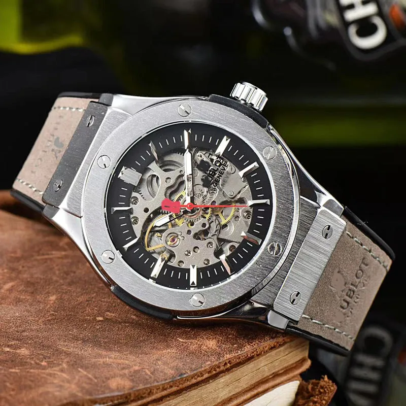 Men's Watches, Silicone Strap Business Fashion Hollow Out Mechanical Watch | HBJX