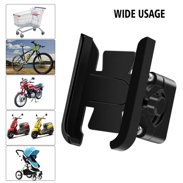 Motorcycle Aluminium Alloy Mobile Phone Holder Bracket, Handlebar Version(Black)