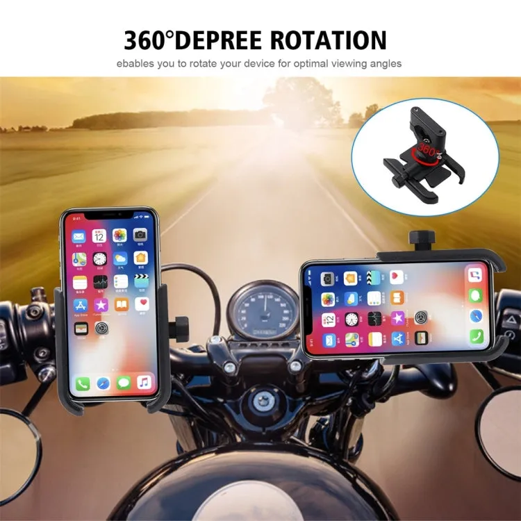 Motorcycle Aluminium Alloy Mobile Phone Holder Bracket, Handlebar Version(Black)