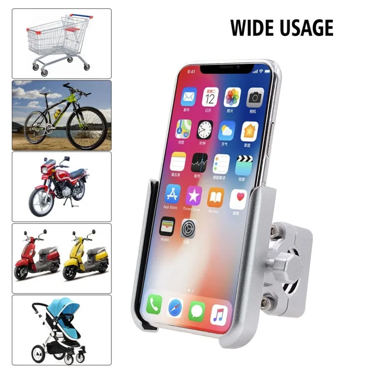 Motorcycle Aluminium Alloy Mobile Phone Holder Bracket, Handlebar Version(Silver)