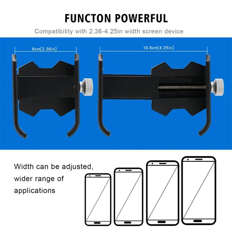 Motorcycle Aluminium Alloy Pressure Casting Mobile Phone Holder Bracket, Handlebar Version (Black)