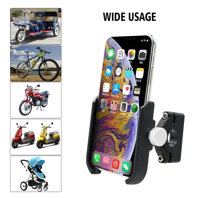 Motorcycle Aluminium Alloy Pressure Casting Mobile Phone Holder Bracket, Handlebar Version (Black)