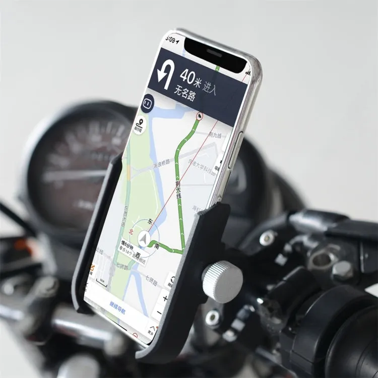 Motorcycle Aluminium Alloy Pressure Casting Mobile Phone Holder Bracket, Handlebar Version (Black)