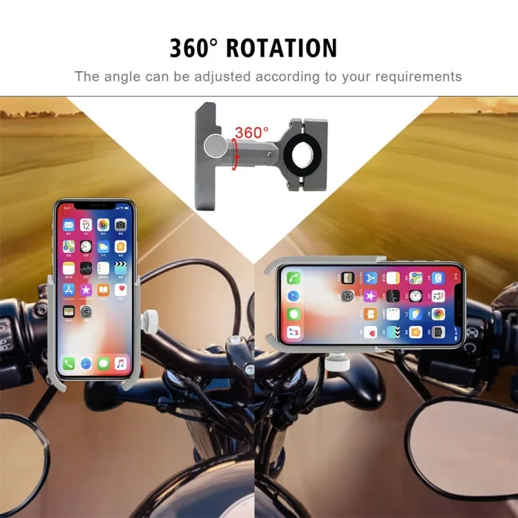 Motorcycle Aluminium Alloy Pressure Casting Mobile Phone Holder Bracket, Handlebar Version(Silver)