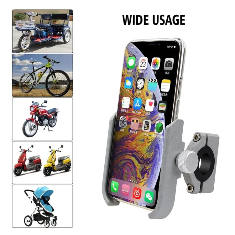 Motorcycle Aluminium Alloy Pressure Casting Mobile Phone Holder Bracket, Handlebar Version(Silver)