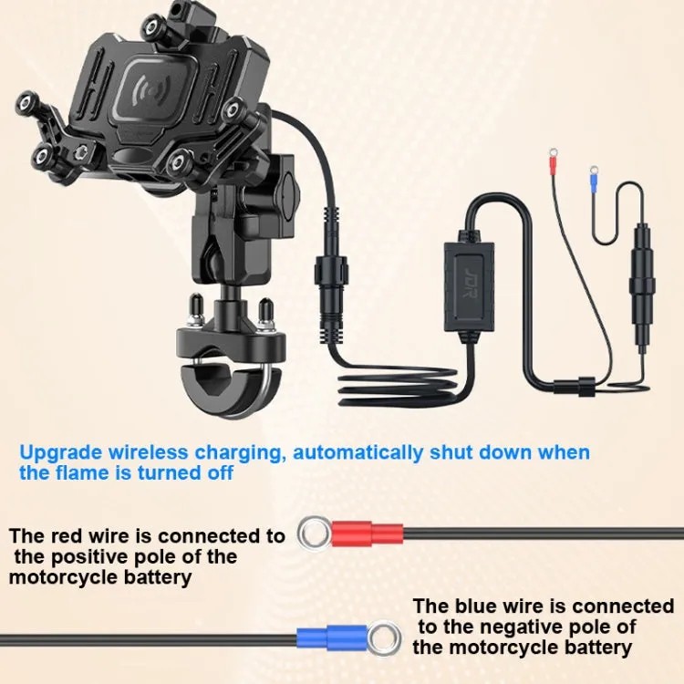 Motorcycle Bracket Crab Navigation Phone Bracket,Style： M10 15W Wireless Charging