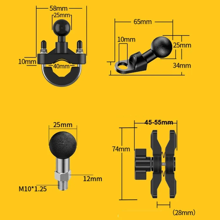 Motorcycle Bracket Crab Navigation Phone Bracket,Style： M10 Ball head