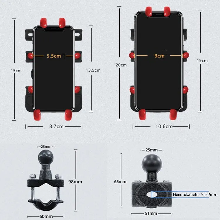 Motorcycle Metal Navigation Mobile Phone Bracket,Style: Rearview Mirror Installation (Hand Twist)