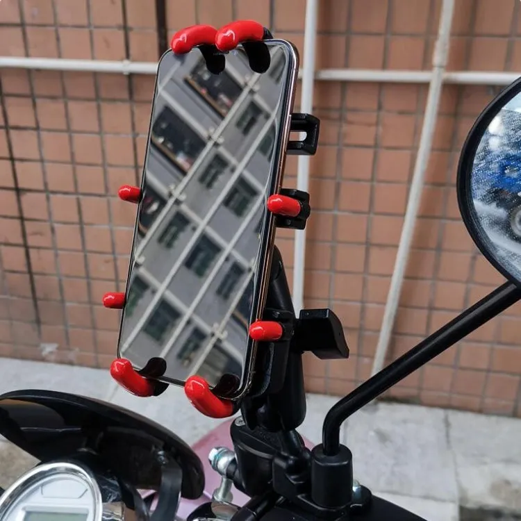 Motorcycle Metal Navigation Mobile Phone Bracket,Style: Rearview Mirror Installation (Hand Twist)