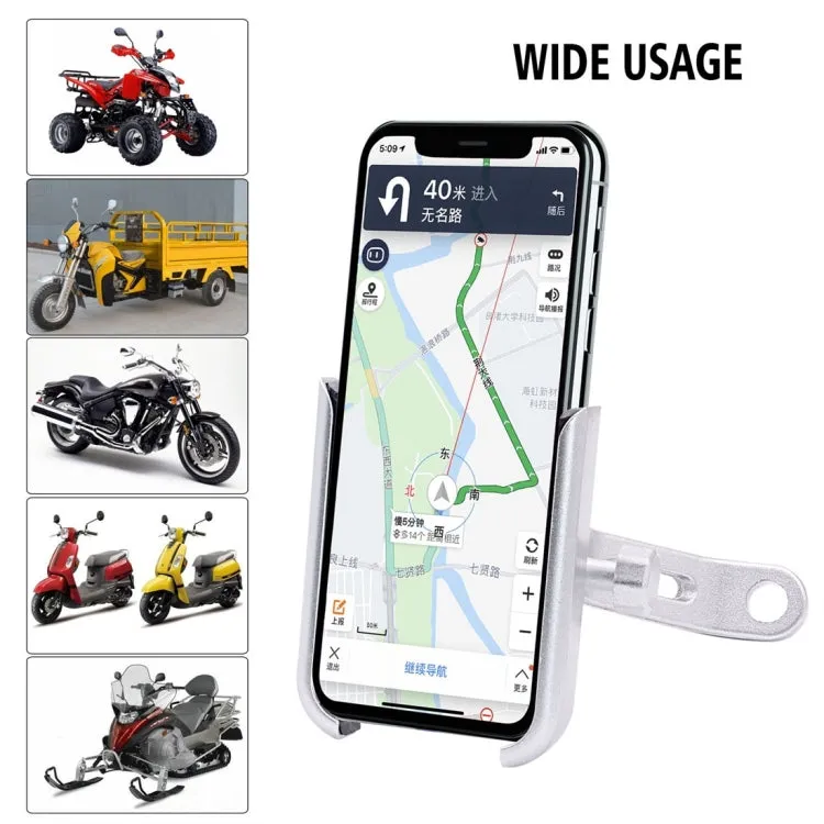 Motorcycle Rotatable Aluminium Alloy Mobile Phone Holder Bracket, Rearview Mirror Version(Silver)