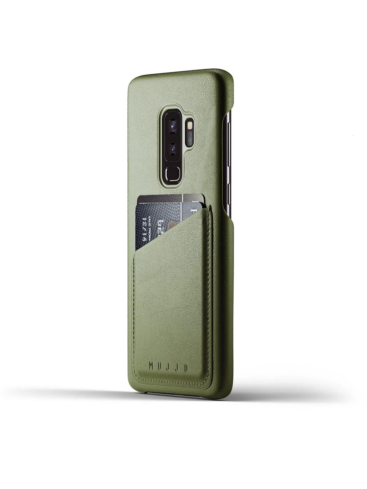 Mujjo Full Leather Wallet Case for Galaxy S9 Plus Olive