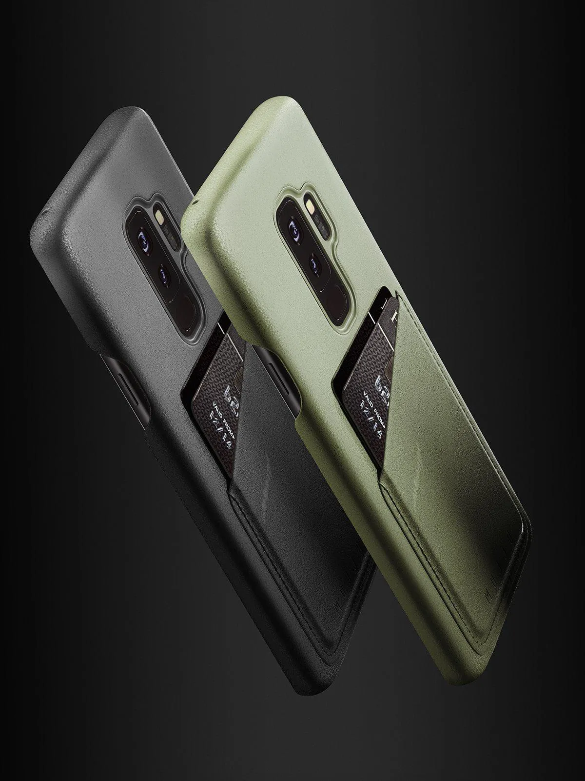 Mujjo Full Leather Wallet Case for Galaxy S9 Plus Olive