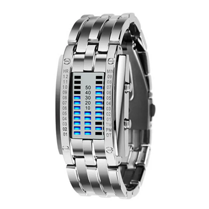 Multi function Men's Watch Luxury Stainless Steel Band LED Digital Watch