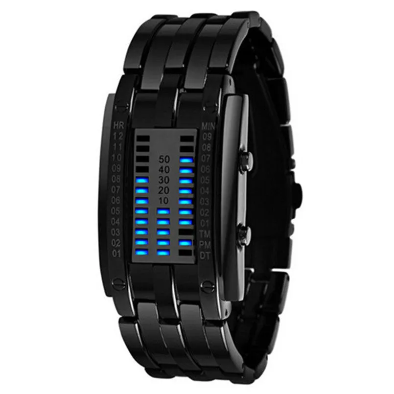 Multi function Men's Watch Luxury Stainless Steel Band LED Digital Watch