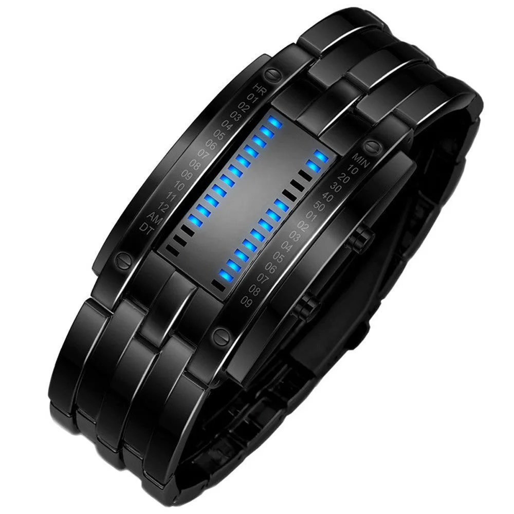 Multi function Men's Watch Luxury Stainless Steel Band LED Digital Watch