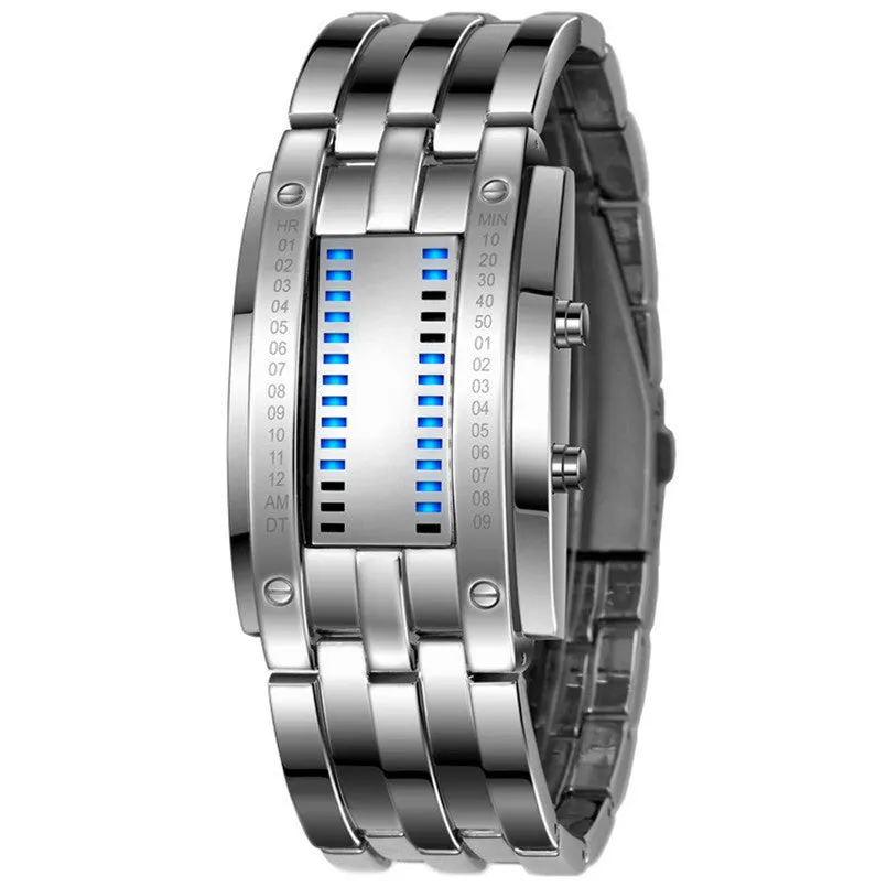 Multi function Men's Watch Luxury Stainless Steel Band LED Digital Watch