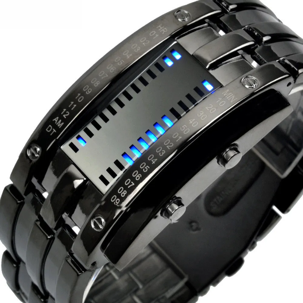 Multi function Men's Watch Luxury Stainless Steel Band LED Digital Watch