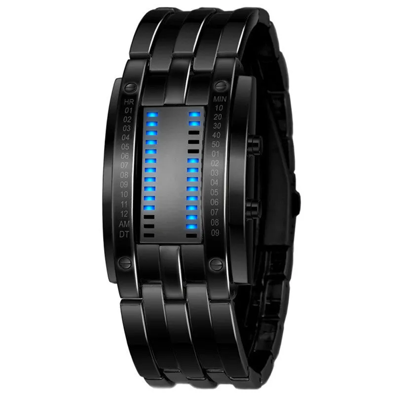 Multi function Men's Watch Luxury Stainless Steel Band LED Digital Watch