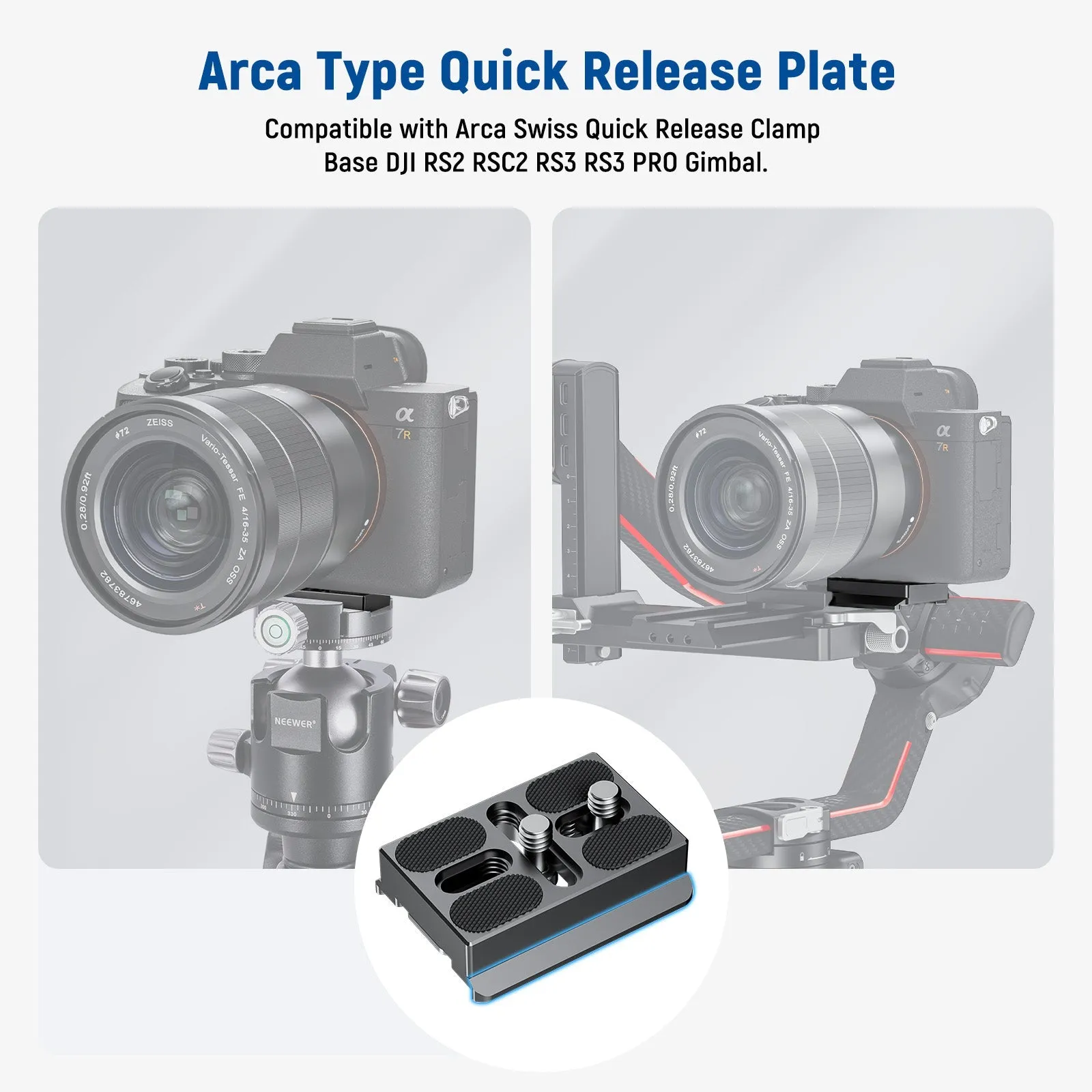 NEEWER QR013 Arca Quick Release Plate For DJI RS2/RSC2/RS3/RS3PRO