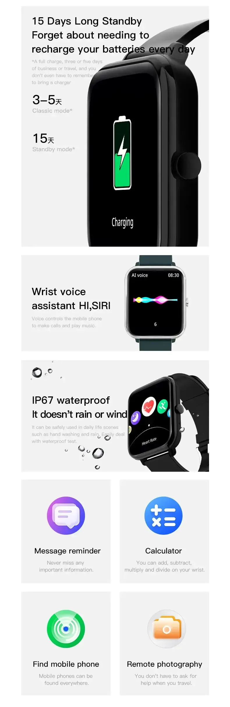 New i30E Smartwatch Men 1.9” Screen 100 Sport Modes Bluetooth Call IP67 Waterproof Sleep Monitor Smartwatch Women Clock