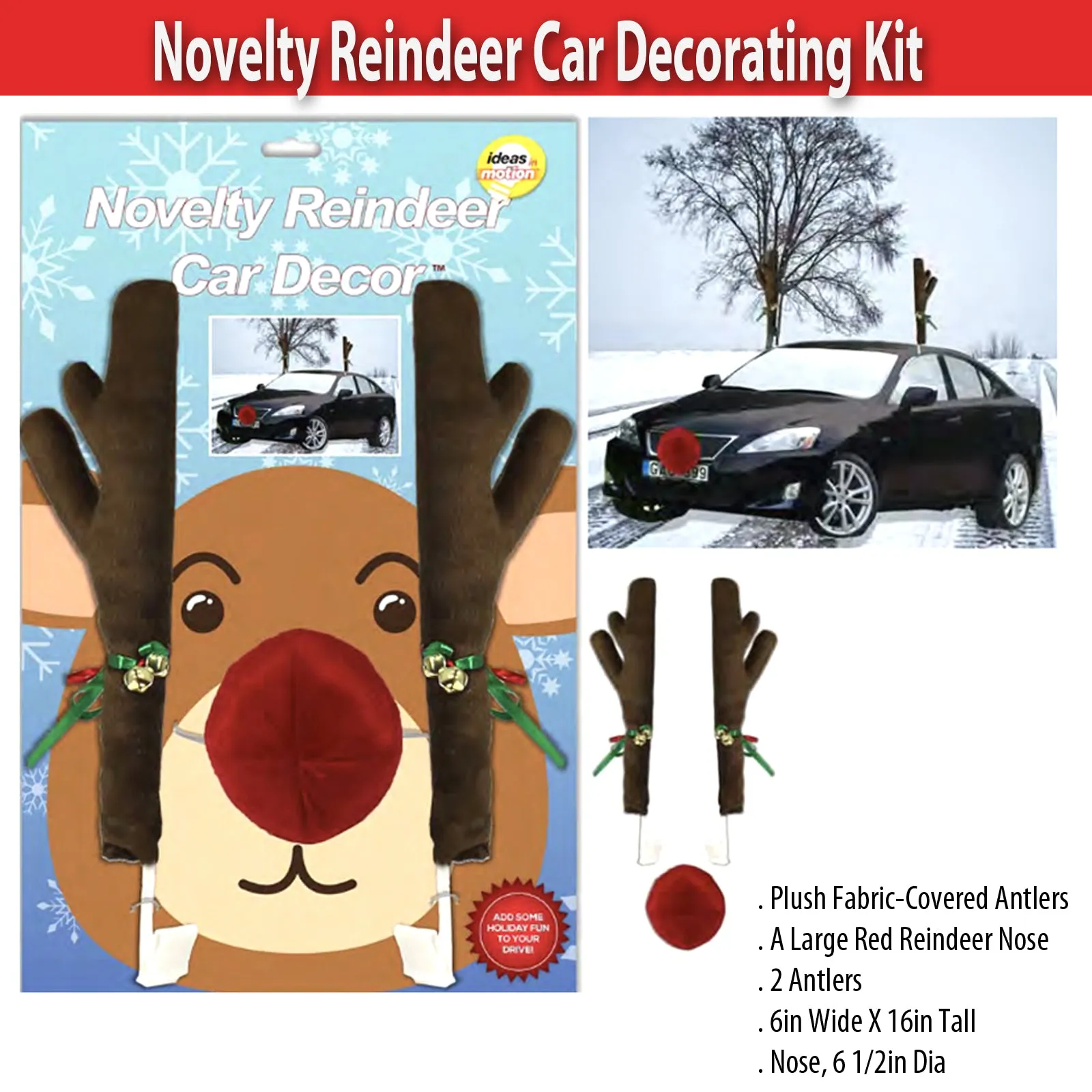 Novelty Reindeer Car Decorating Kit – Festive Holiday Fun