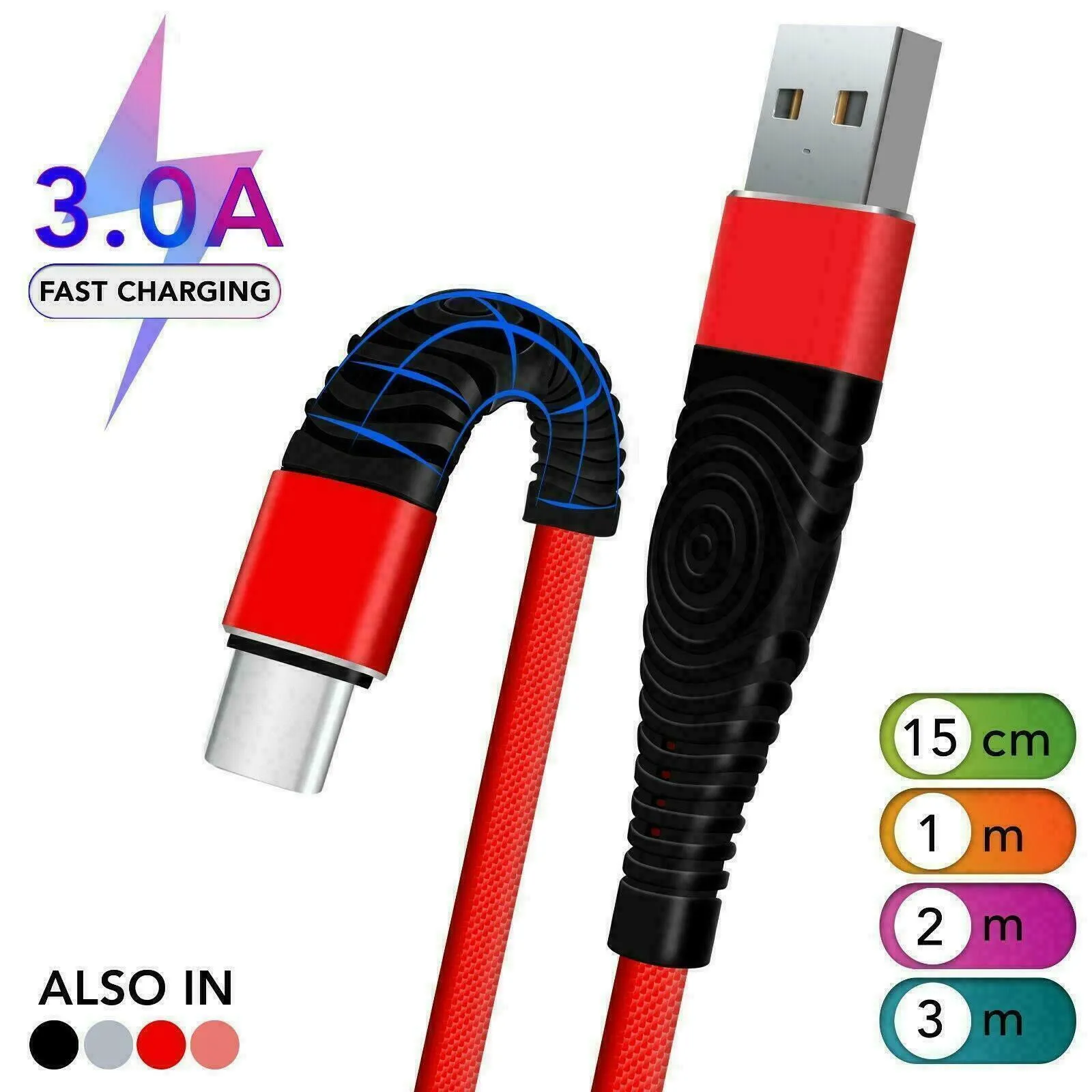 Nylon Braided USB Type C Cable for Fast Charging and Data Transfer