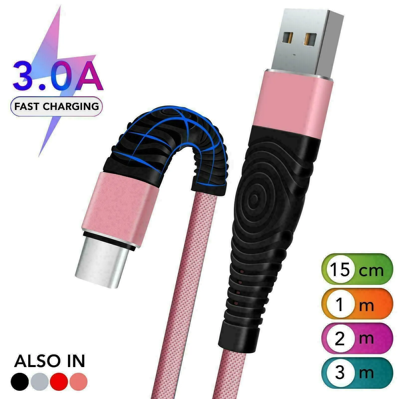 Nylon Braided USB Type C Cable for Fast Charging and Data Transfer