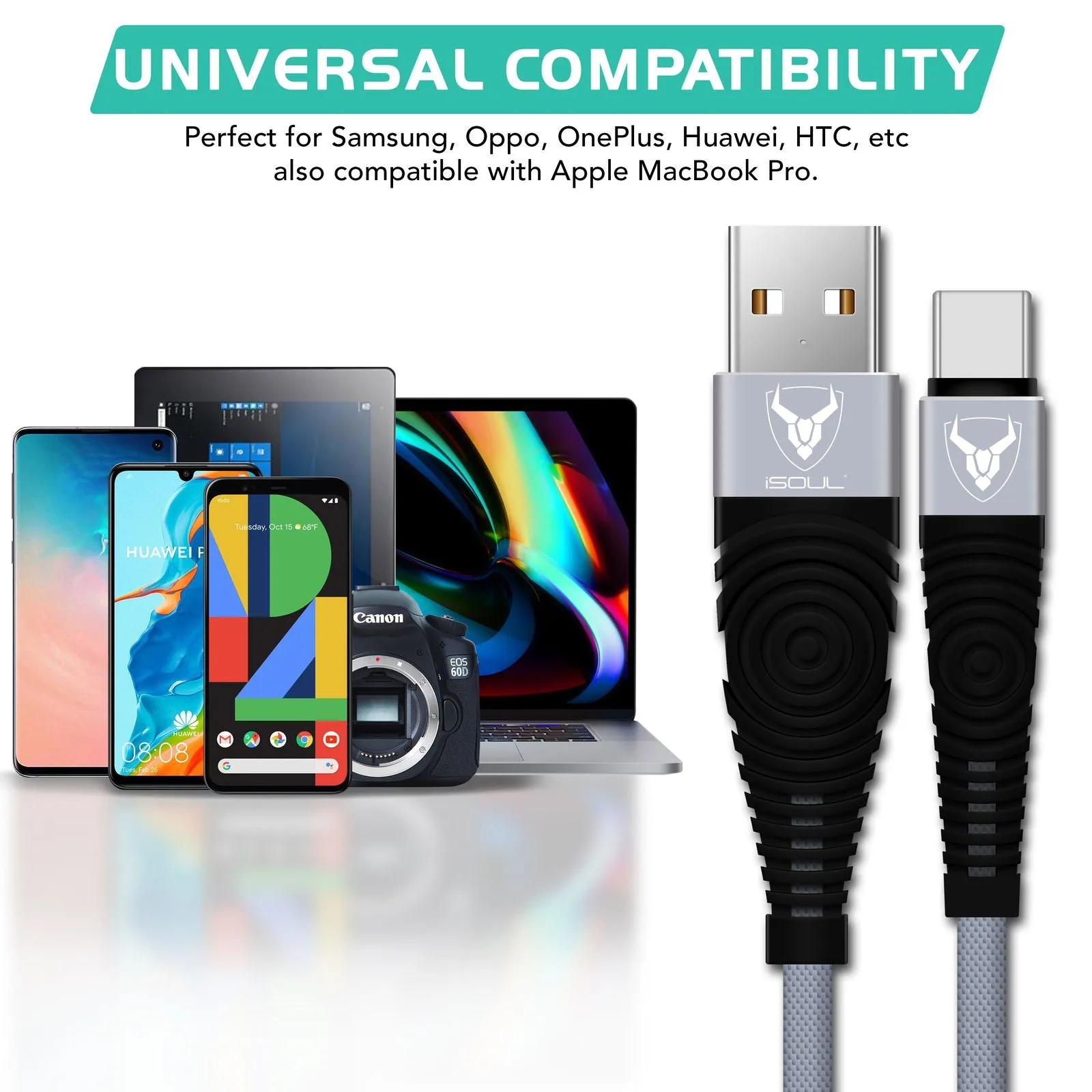 Nylon Braided USB Type C Cable for Fast Charging and Data Transfer