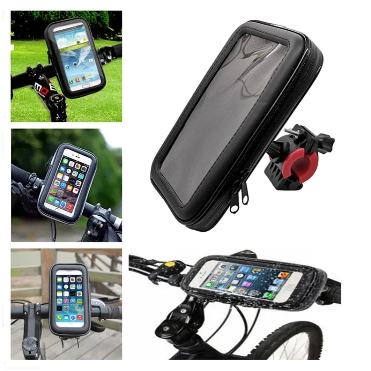 Outdoor Riding Motorcycle Bicycle Waterproof Mobile Phone Bracket,Style: Bicycle 5.5 inch Black