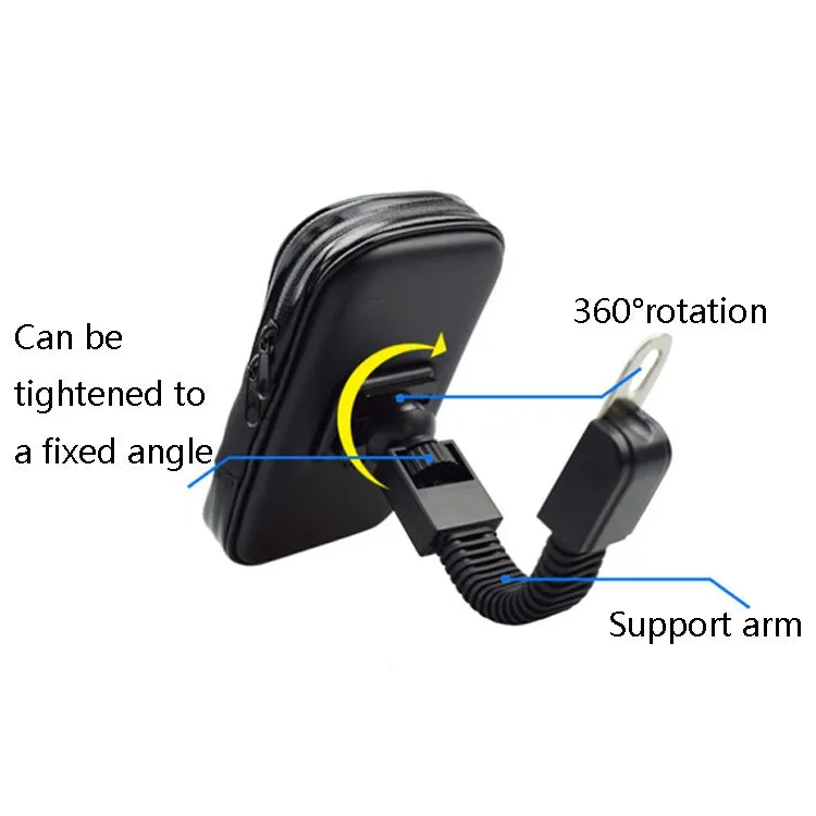 Outdoor Riding Motorcycle Bicycle Waterproof Mobile Phone Bracket,Style: Bicycle 5.5 inch Black