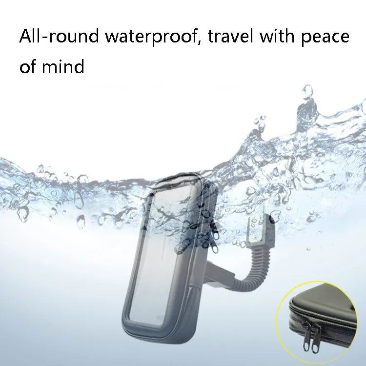 Outdoor Riding Motorcycle Bicycle Waterproof Mobile Phone Bracket,Style: Bicycle 6.3 inch Black